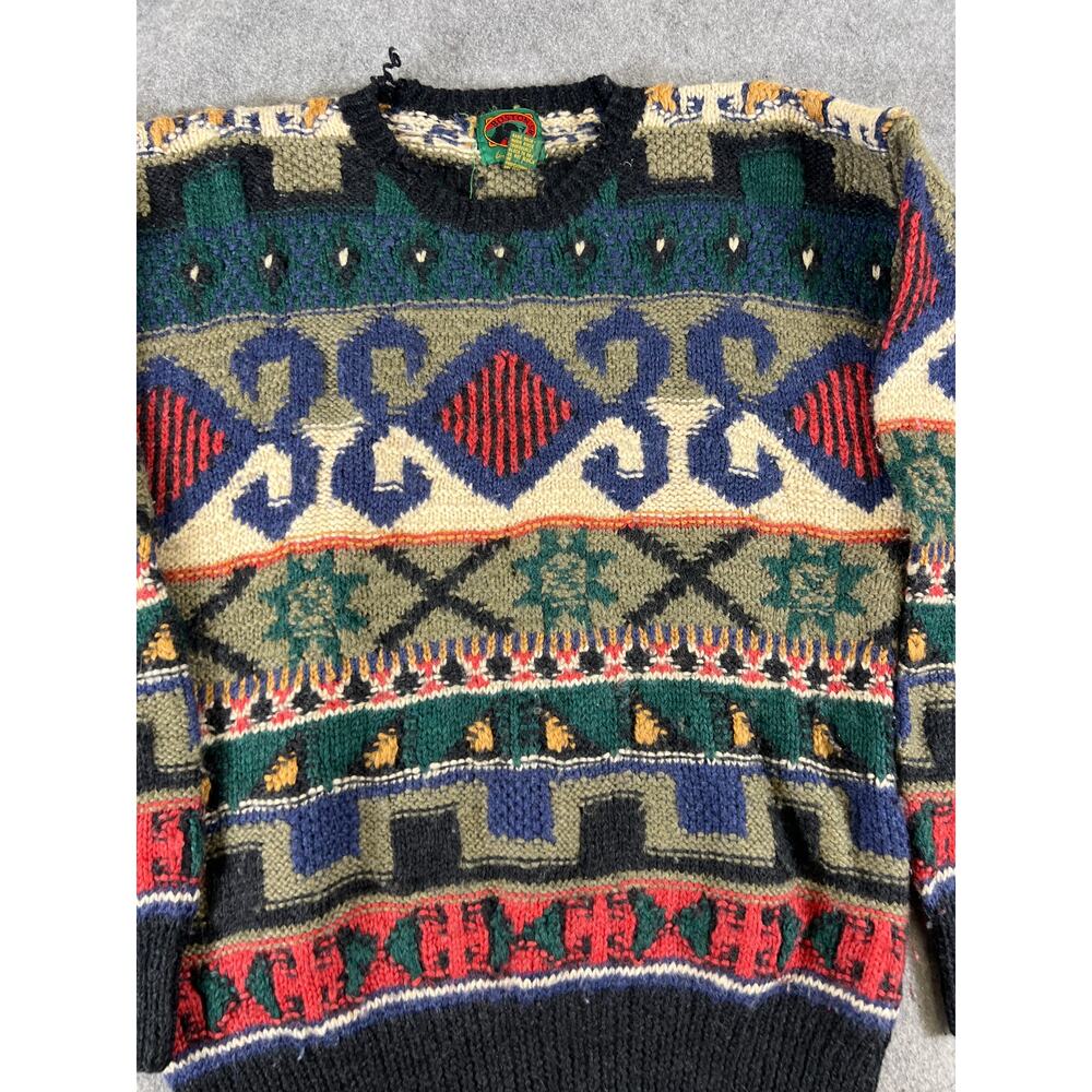 Vintage 80s Boston Traders Sweater Mens XL Multicolor Wool Knit Pullover Jumper - Picture 4 of 8